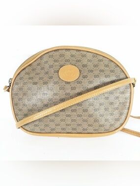Gucci vintage crossbody purse; coated canvas + leather details
